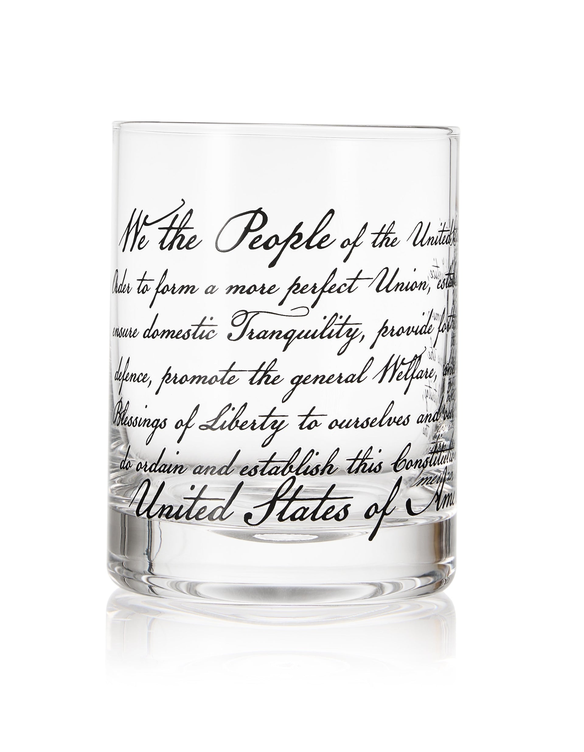 Whiskey Glasses – United States Constitution - Wood American Flag Tray & Set of 4 We The People 10oz America Glassware, Old Fashioned Rocks Glass, Freedom Of Speech Law Gift Set US Patriotic