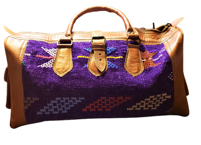Violet Kilim & Leather Travel Bag