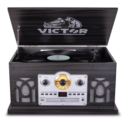 Victor Belmont 8-in-1 Wood Music Center Graphite - Refurbished