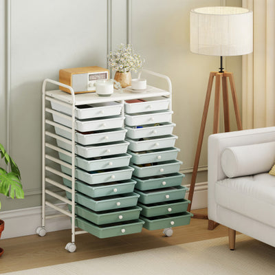 20 Drawers Rolling Storage Cart Studio Organizer-Gardient Green