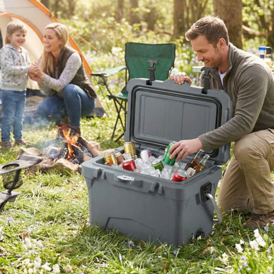 20 Quart Portable Hard Cooler with Built-in Ruler and Bottle-Gray
