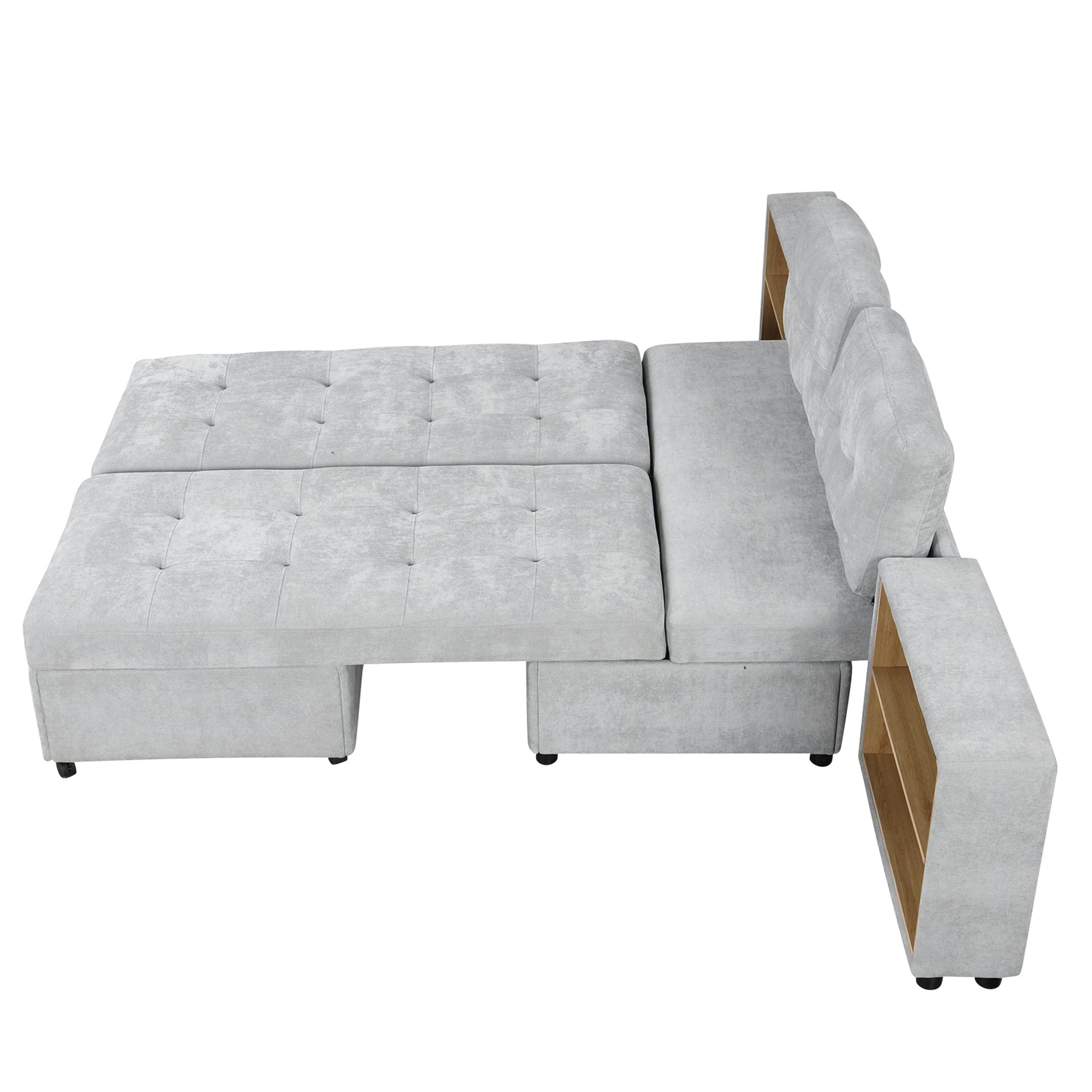 121.2' Versatile Sofa Bed Modular Sofa Free-combined Sofa with Two Storage Racks, Gray