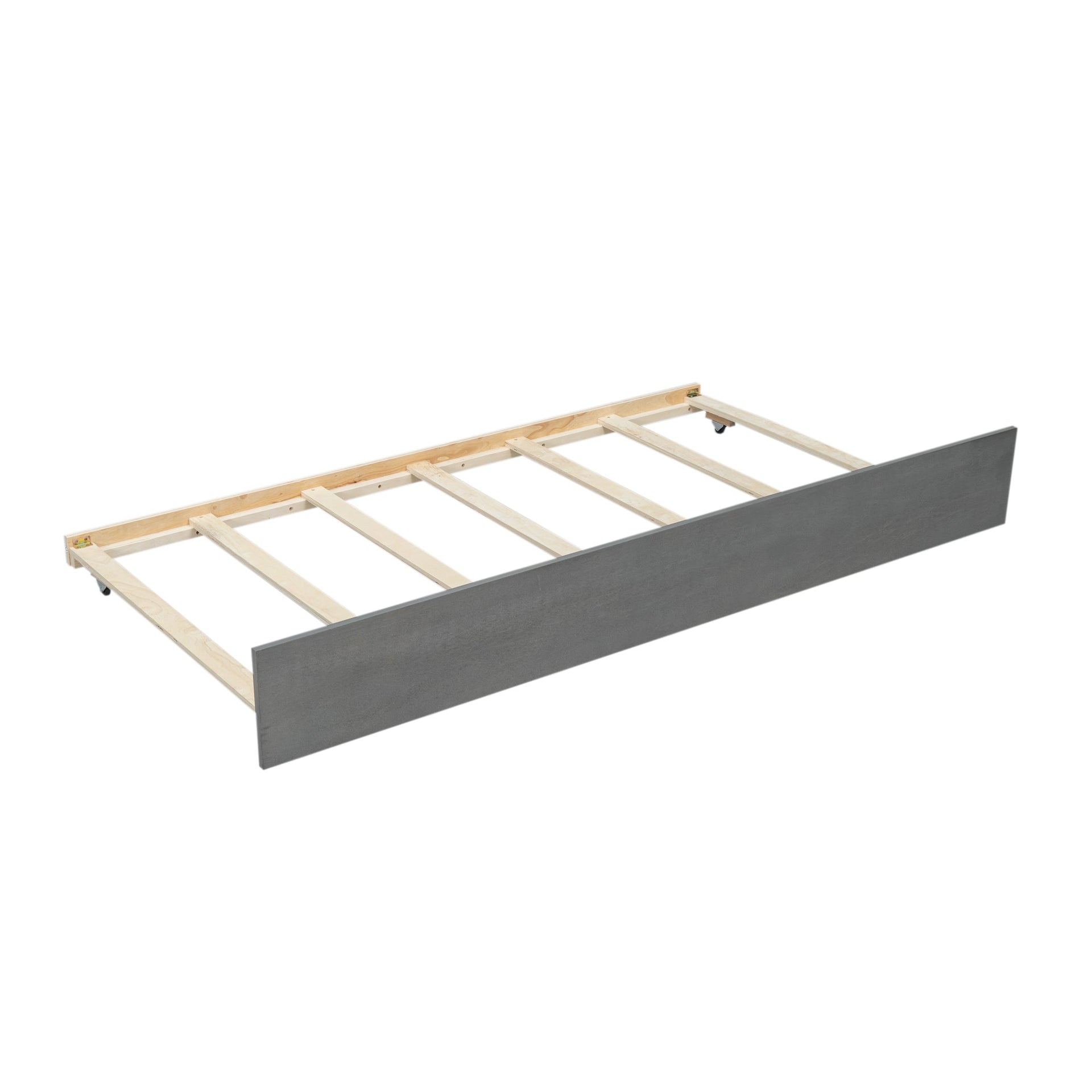 Wood Twin over Full Bunk Bed with Twin Size Trundle Gray