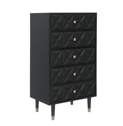 GEO BLACK BEDROOM 5 DRAWER CHEST