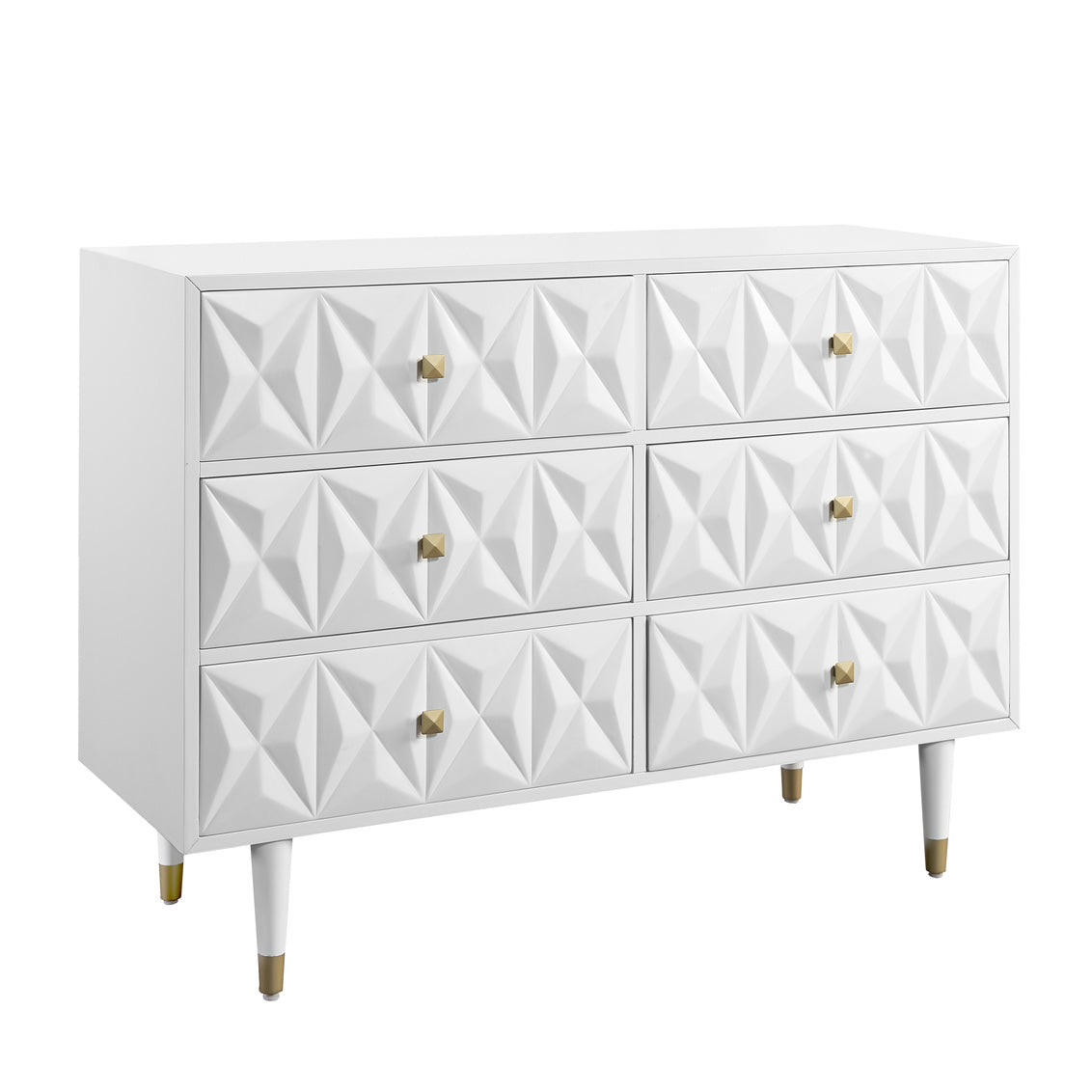 GEO WHITE 6 DRWR TEXTURE DRESSER