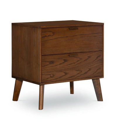 HUDSON MEDIUM BROWN 2 DRAWER NIGHTSTAND