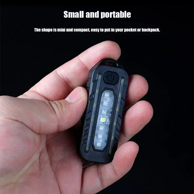 Mini LED Flashlight USB Rechargeable Bike Light Portable Pocket Flashlight Keychain Lamp Bicycle Taillight Flash Warning Light