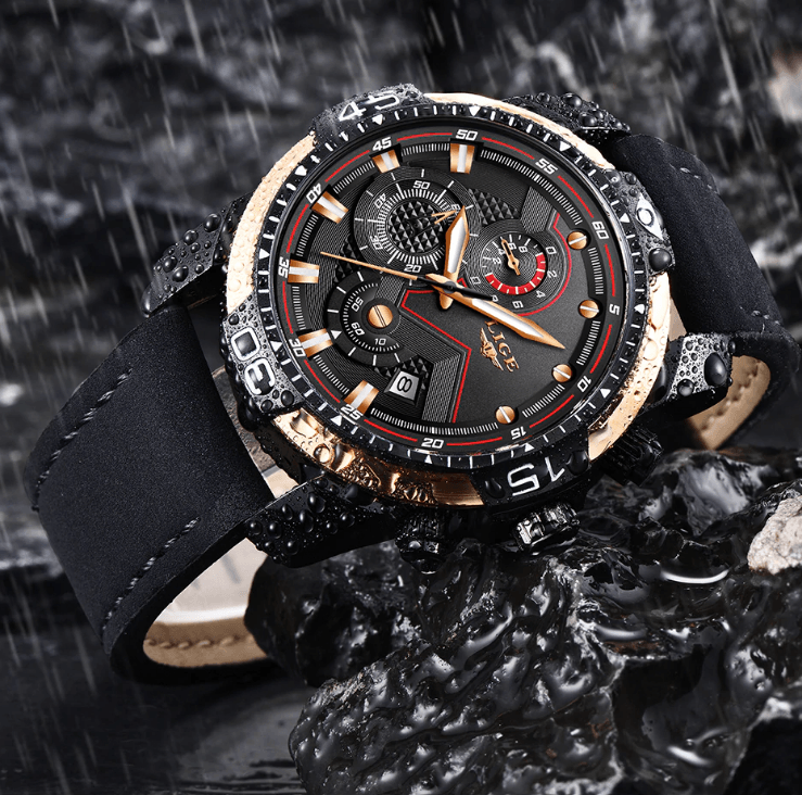 Men's Elegant Waterproof Watch With Leather Straps Business Style Watches Unique Design Perfect Gift For Your Man