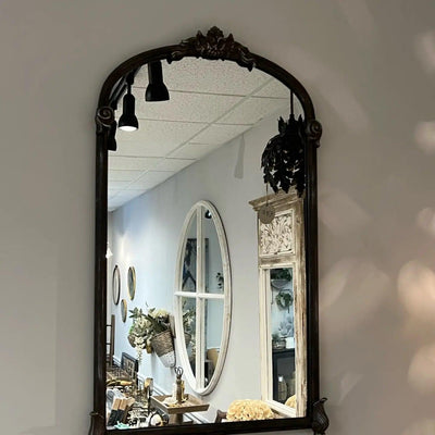 Vintage European Wall Mirror with Arched Metal Frame