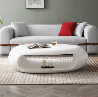 48.42'' Modern Oval Coffee Table, Sturdy Fiberglass Design