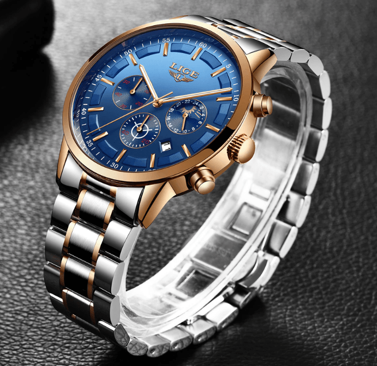 Men's Waterproof Watch With Chronometers And Date Display Unique Design Perfect Gift