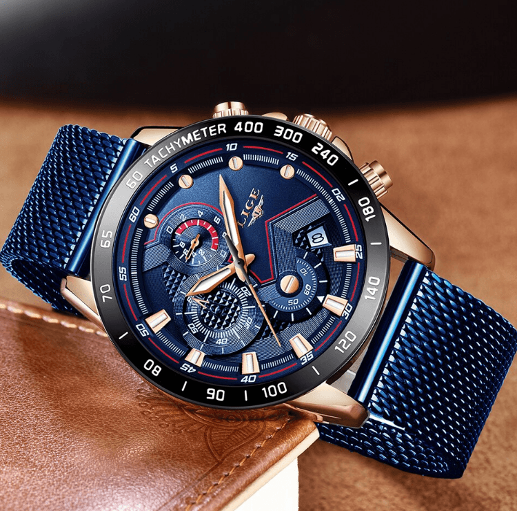 Men's Sports Waterproof Watch With Stainless Steel Bracelet Unique Design Perfect Gift For Your Man