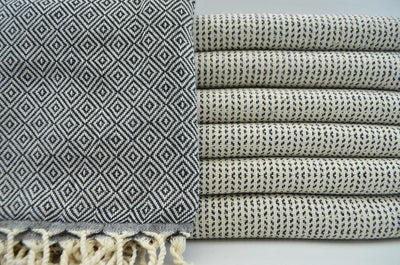 Dotty Diamond Black Turkish Towel