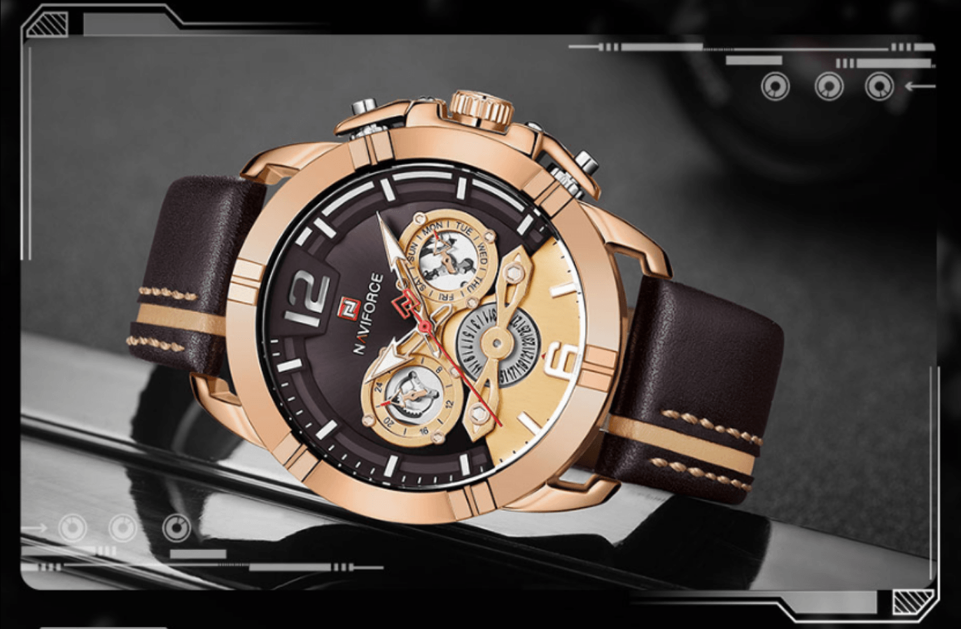 Waterproof Quartz Man Leather Sport Wrist Watch Luxury Unique Design Perfect Gift