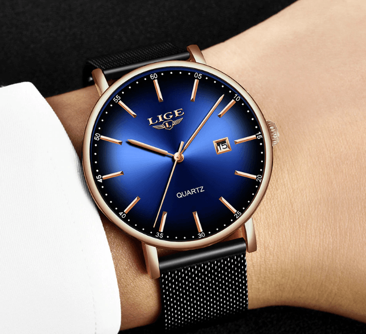 Men's Elegant Watch With Stainless Steel Straps And Special Date Display Excellent Look Unique Design Perfect Gift