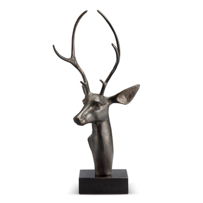 23''H Aluminum Deer Bust on Base