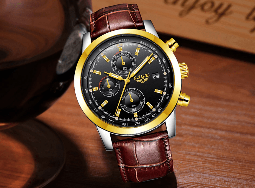 Men's Waterproof Watch With Chronometers Date Display And Fluorescent Pointers Excellent Look Perfect Gift