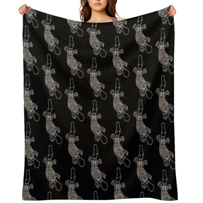 Authentic Aboriginal Art - Platypus Throw Blanket