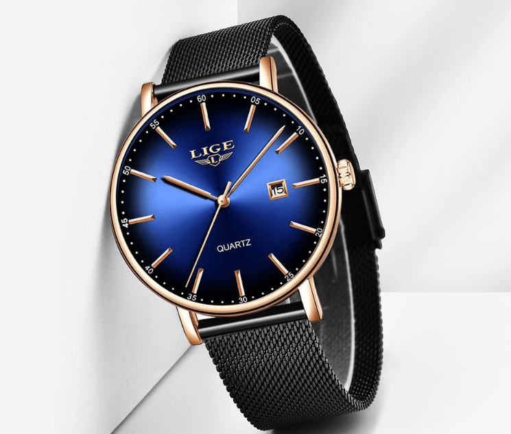Men's Elegant Watch With Stainless Steel Straps And Special Date Display Excellent Look Unique Design Perfect Gift