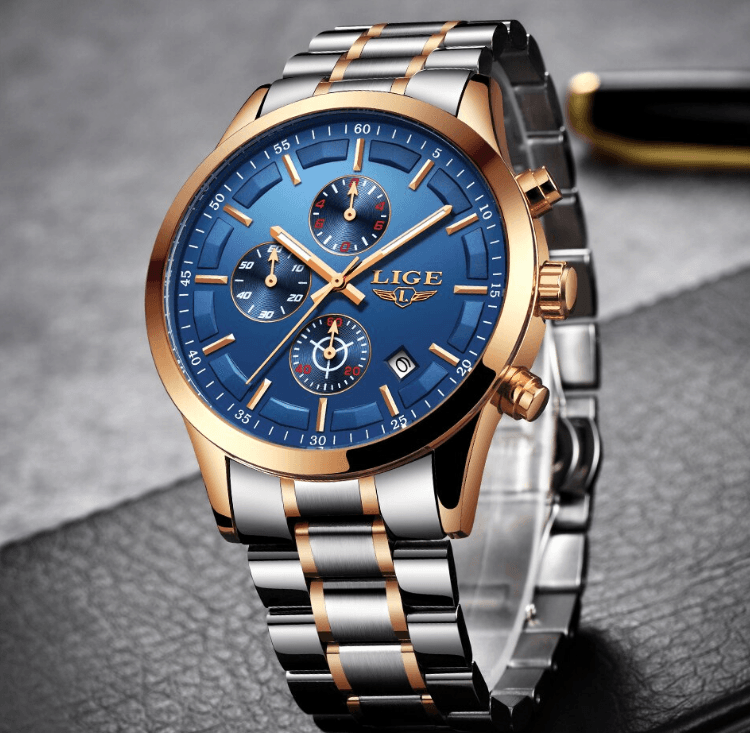 Men's Waterproof Watch With Chronometers And Date Display Unique Design Perfect Gift