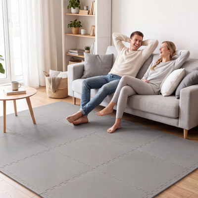 24 Pack Non-Slip Protective Interlocking EVA Foam Floor Tiles-Grey
