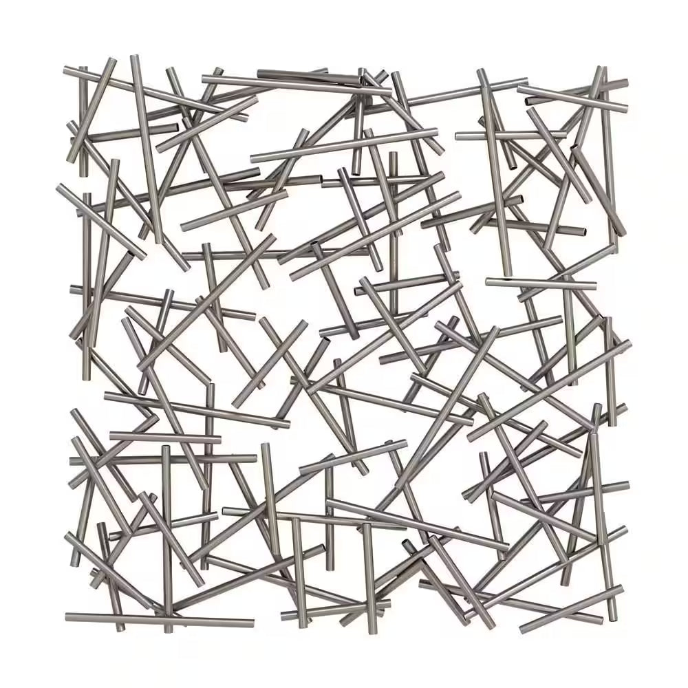 20 In. X 20 In. Metal Silver Overlapping Lines Geometric Wall Decor