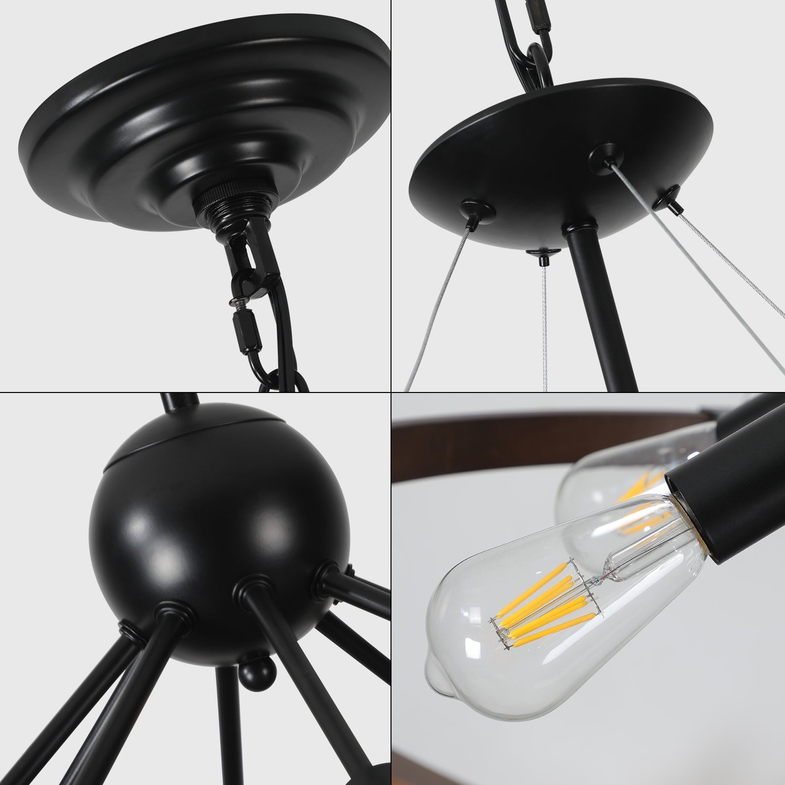 (Same as W1340111208/L1012) 8-Light Retro Farmhouse Chandelier For Kitchen, Living room, Dining room Red and Walnut(No Bulbs)