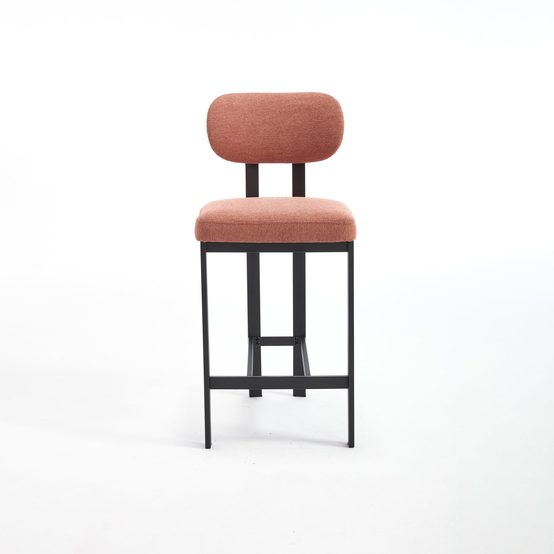 Bar Stools Set of 2, 26 inch Modern Upholstered Fabric Counter Height Barstools, Kitchen Island Chairs with Black Metal Legs for Dining Room/Kitchen Island/Bar