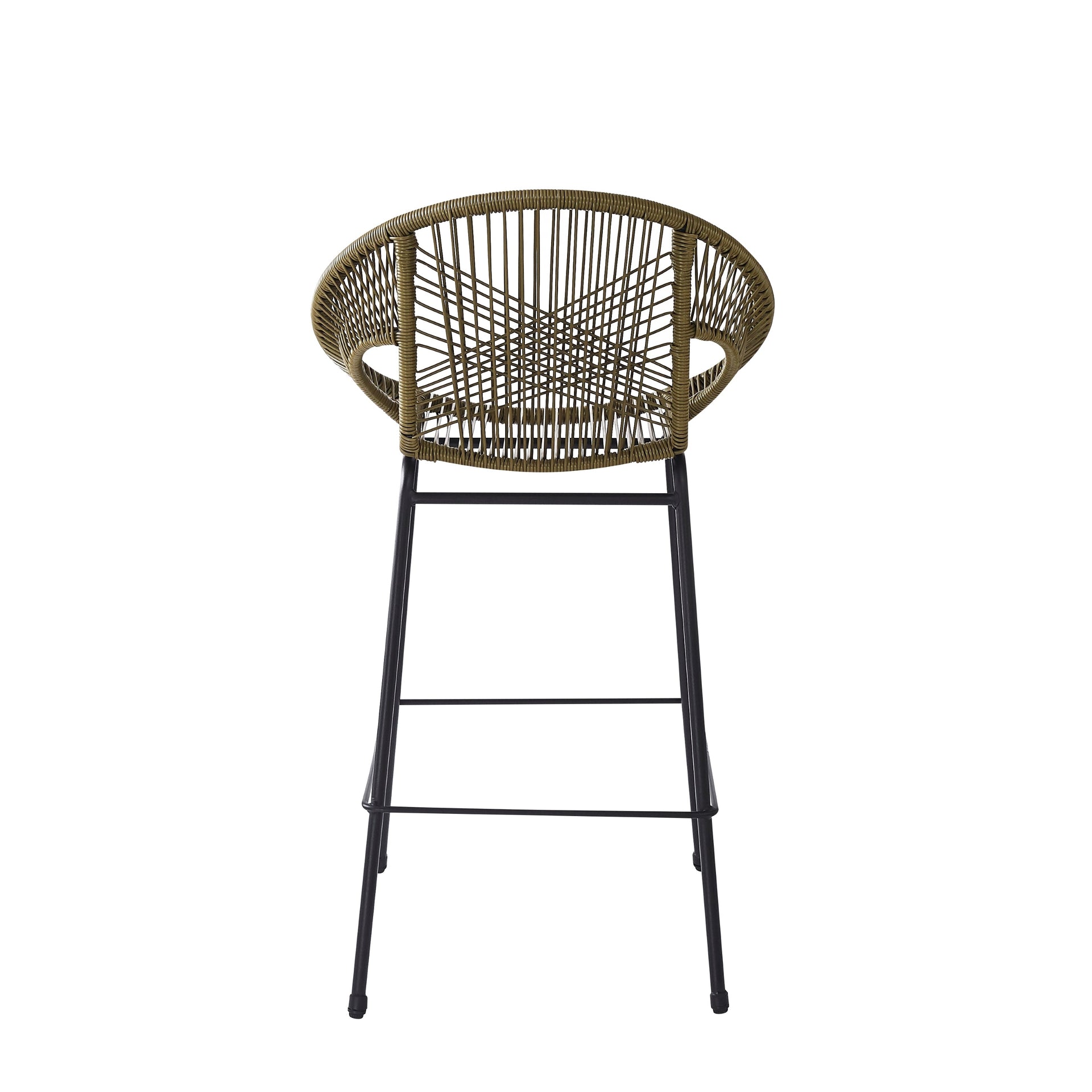 Ferrara Outdoor Patio Green Faux Wicker Barstool Set with Ergonomic Design and Durable PE Material