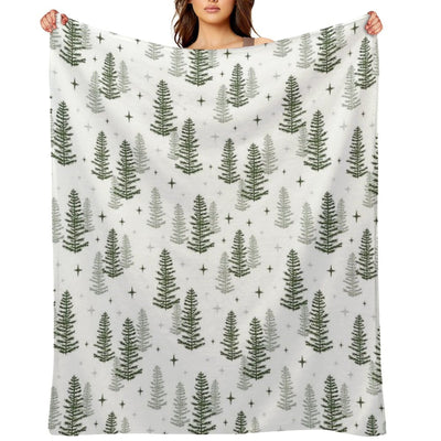 Christmas Night with Green Trees Quick-dry Throw Blanket