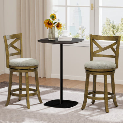25/30 Inch Swivel Bar Stools Set of 2 with Backrests and Wood Frame-25 inches