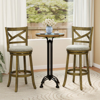 25/30 Inch Swivel Bar Stools Set of 2 with Backrests and Wood Frame-30 inches