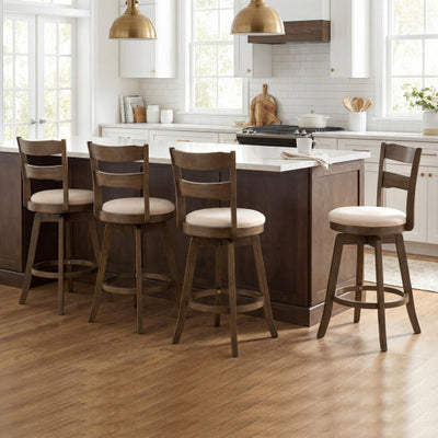 25 Inch Swivel Counter Barstools with Backrest & Upholstered Seat-Set of 4