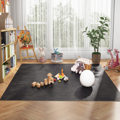 25 Tiles Wood Grain Foam Floor Mats with Borders-Black