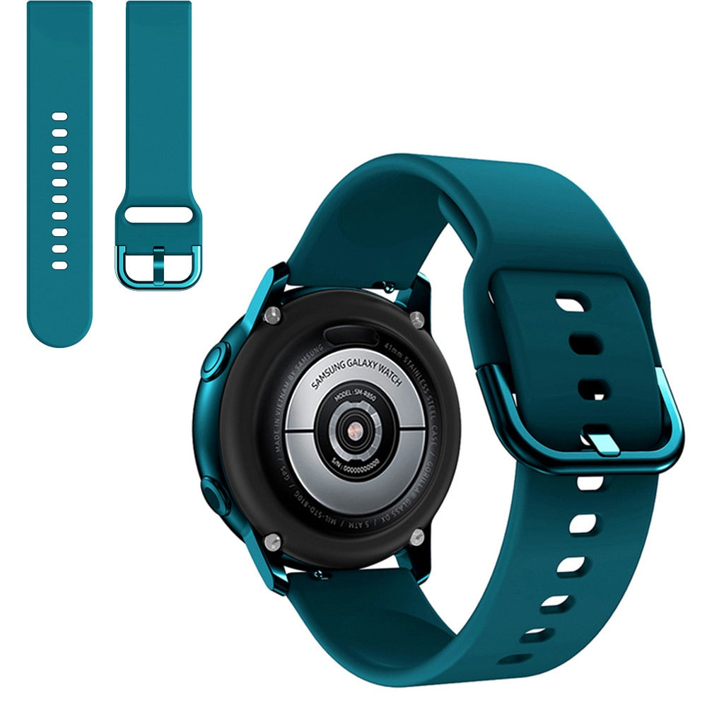 Suitable for Samsung Galaxy Watch Active2 Solid Color Silicone Strap 20/22mm Universal Strap