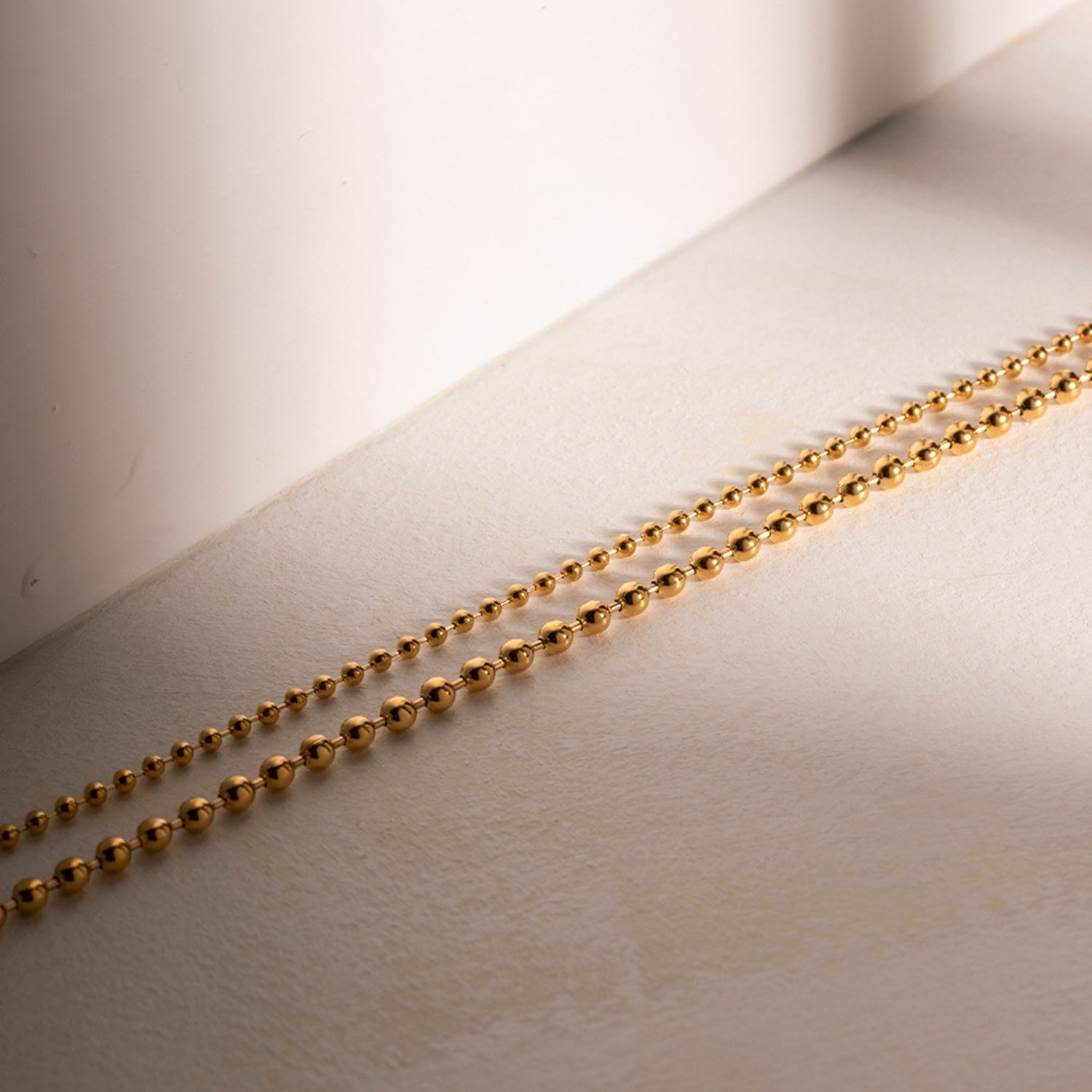 Double Layered Gold Bead Chain Necklace