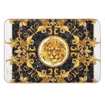 Golden Lion And Damask Ornament Bath Mat
