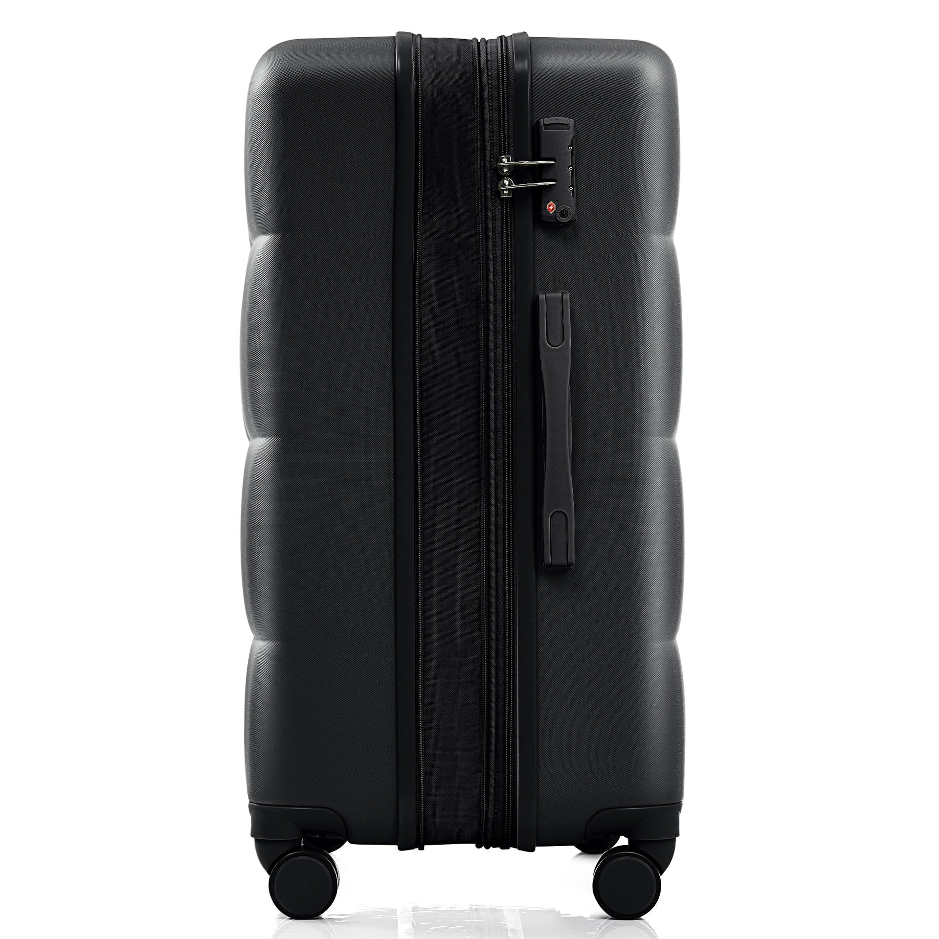 Luggage Sets 3 Piece, 20-inch with USB Port and front opening design, ABS Hard Shell Luggage with Spinner Wheels, Cup Holder, black and brown