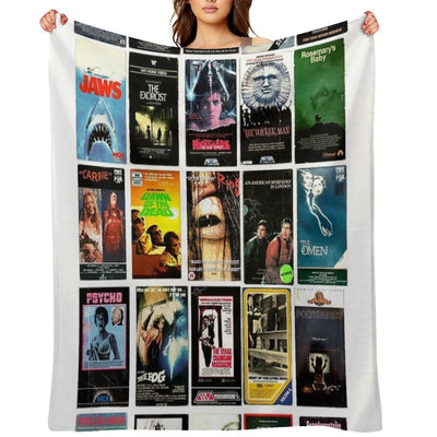 Horror Movie Classics - Cult Films - Vintage VHS Collection Travel-friendly Throw Blanket