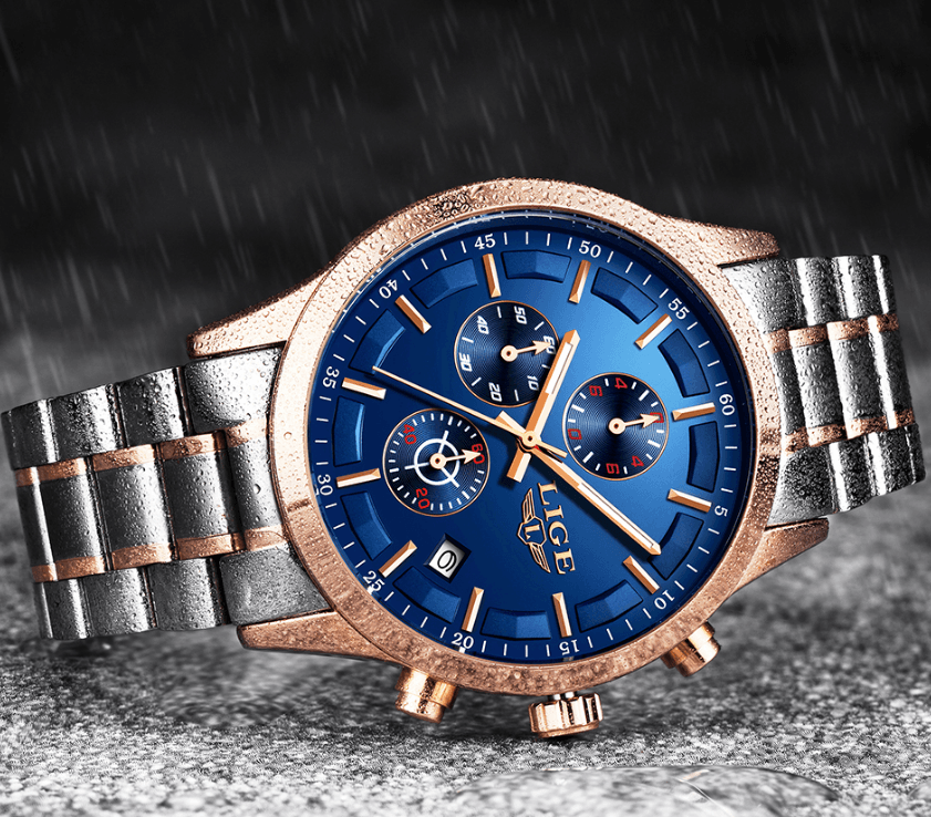 Men's Waterproof Watch With Chronometers And Date Display Unique Design Perfect Gift
