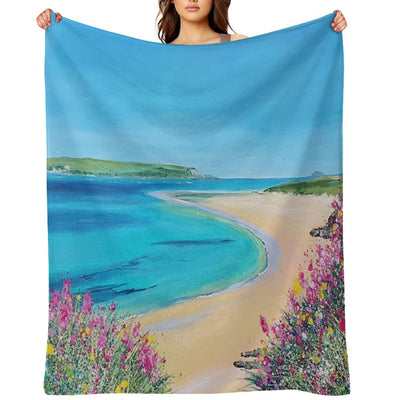 Rock , Daymer Bay, Cornwall UK Versatility Throw Blanket