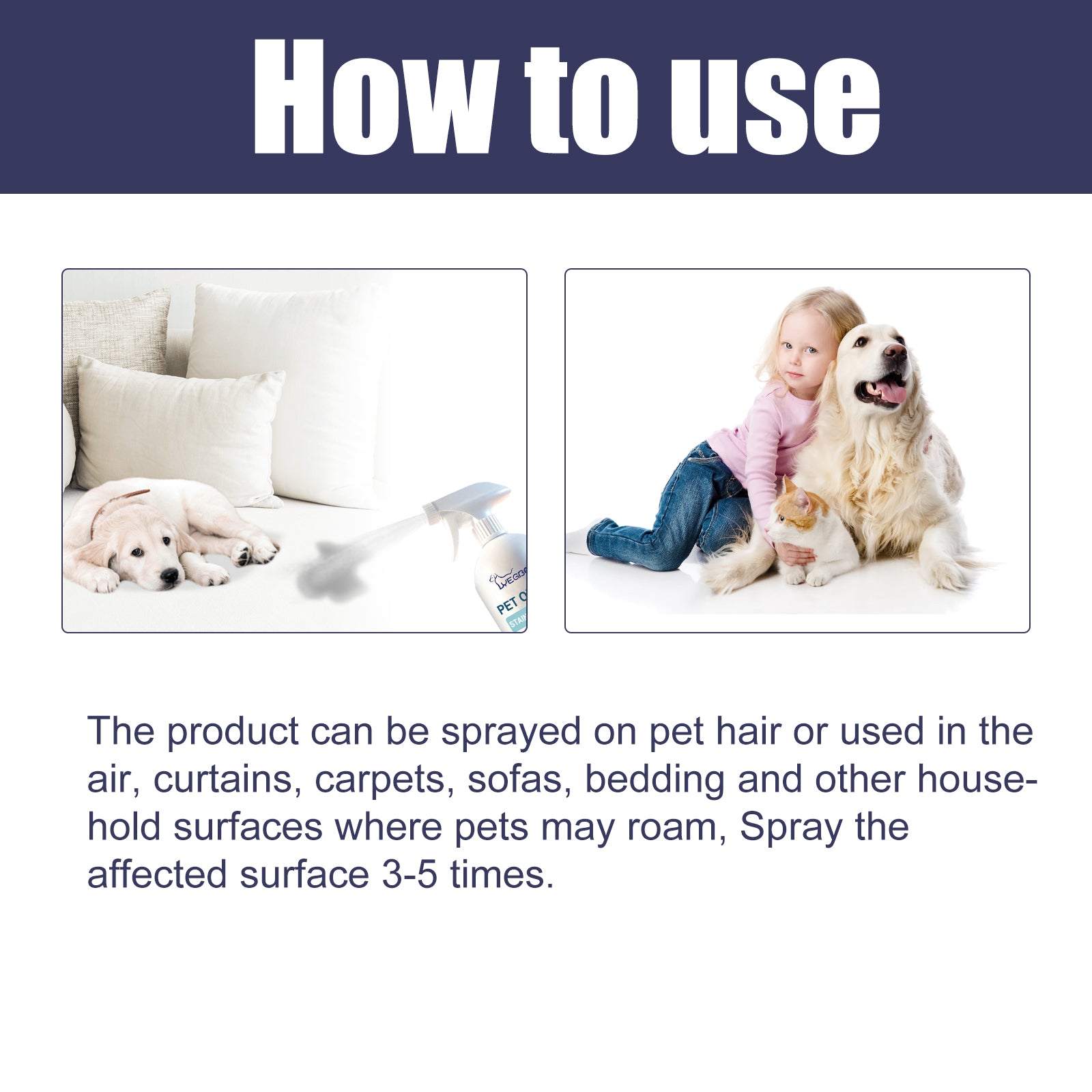 Pet Odor & Stain Eliminator, Clean Dog And Cat Body Odor Feces Odor Removal Indoor Fresh Deodorizer