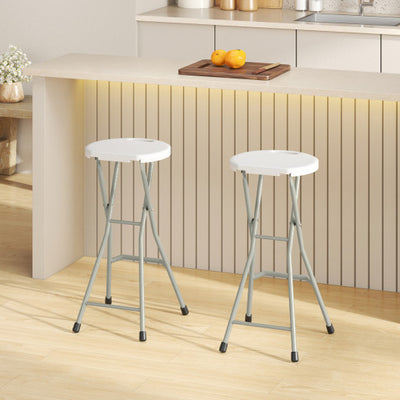 28 Inch Portable Folding Stools Patio Dining Chairs with 330lbs Limited Sturdy Frame-Set of 2