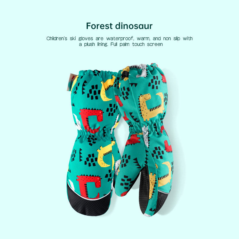 Winter children skiing gloves cycling waterproof windproof cashmere thick warm gloves children