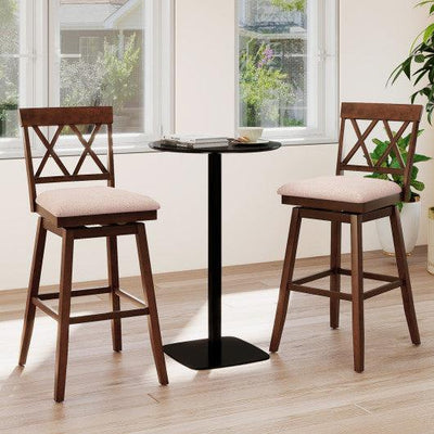 29 Inch Counter Height Barstools with Backrest and Upholstered Seat Cushion for Kitchen Dining Room-Oak