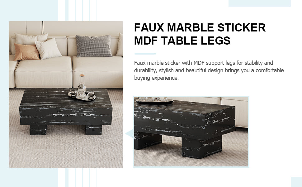 The black coffee table has patterns Modern rectangular table suitable for living rooms and apartments 43.3