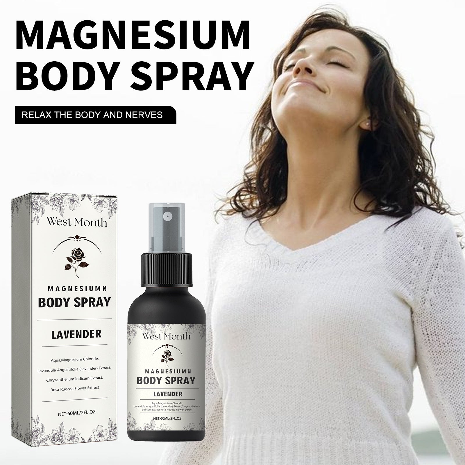 Magnesium Body Spray, Relieve Muscle Tension And Fatigue And Promote Body Relaxation Treatment Spray