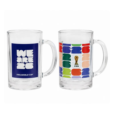 FIFA We Are 26 & Trophy Set of 2 Glass Mugs With Handle 21 OZ.
