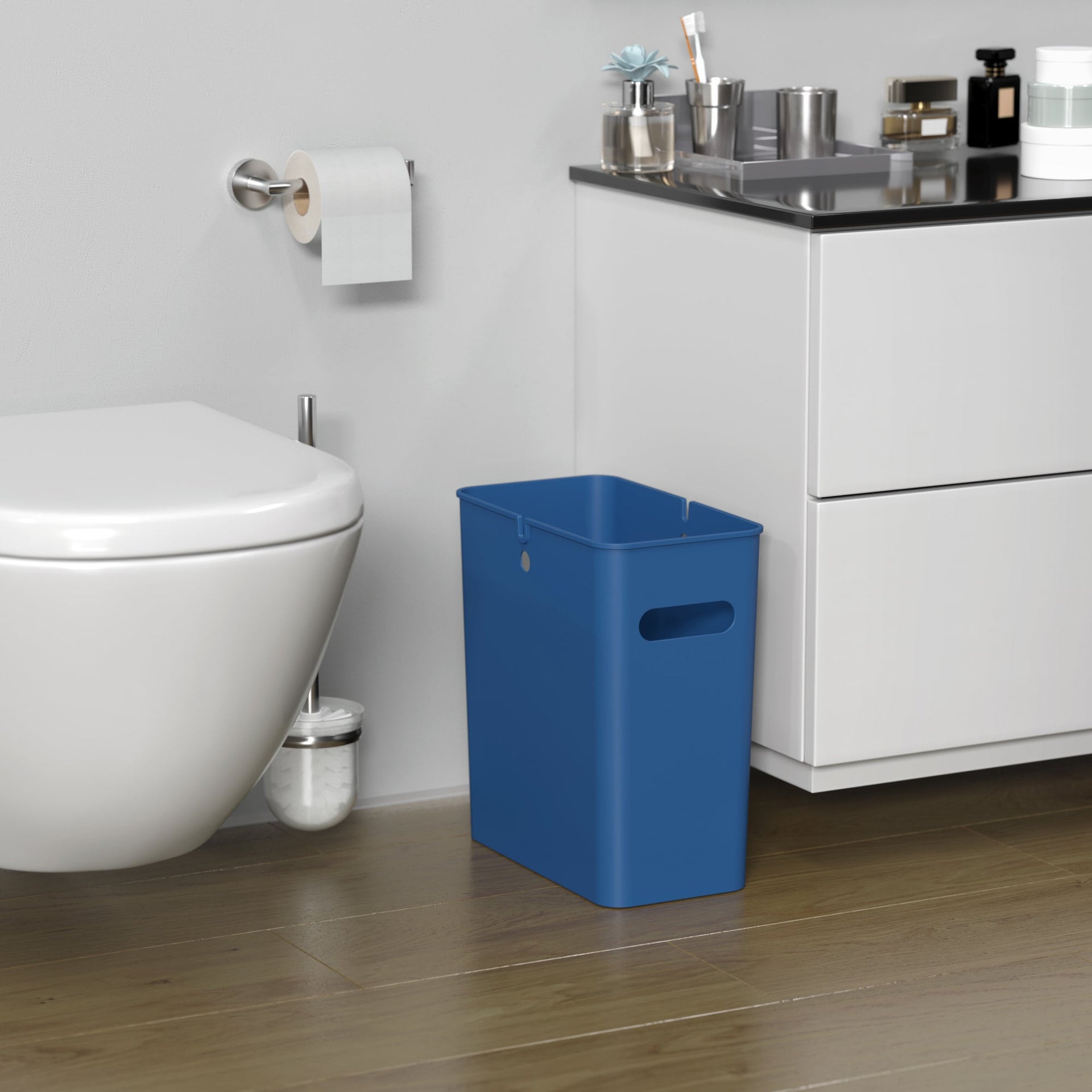 4.2 Gallon / 16 Liter SlimGiant Blue Wastebasket (2-Pack)