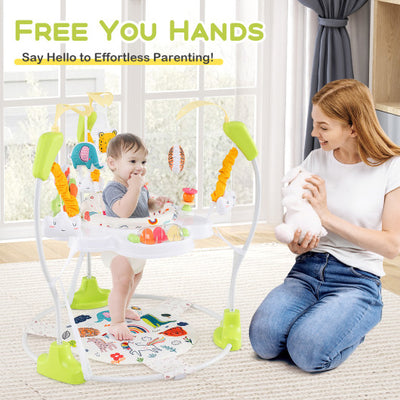 Baby Activity Center Height Adjustable Baby Bouncing Saucer with Interactive Toys-Yellow